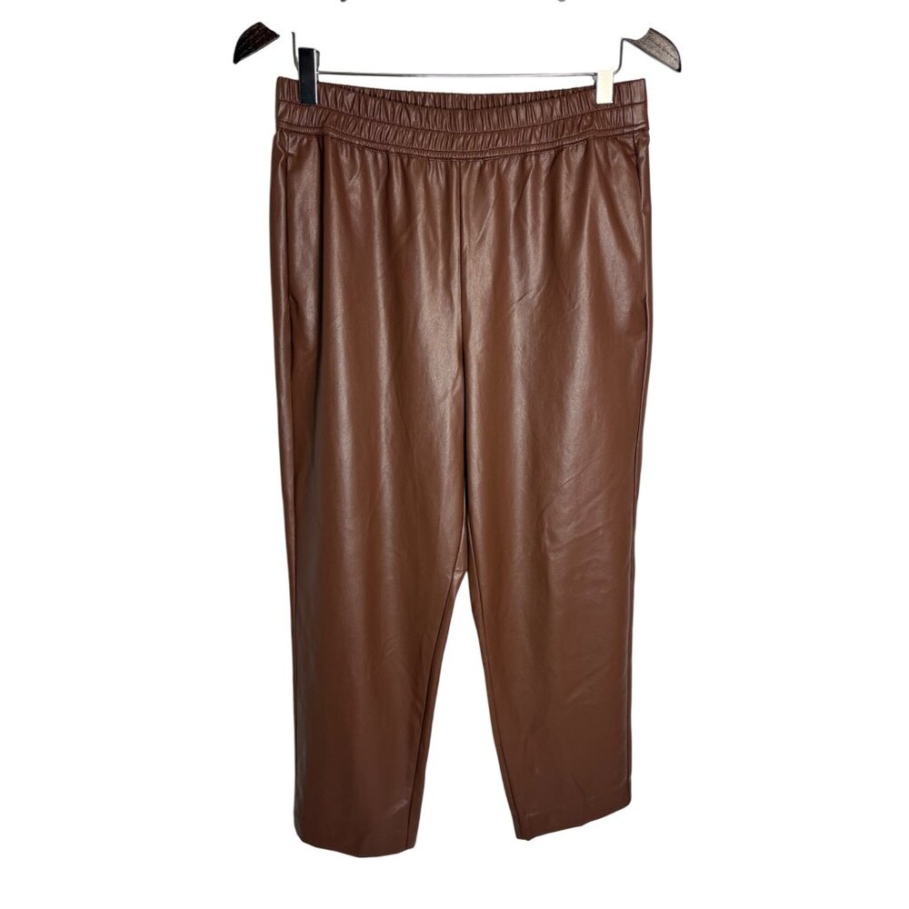 The Reset R Label High-Rise Vegan Leather Pant in Chestnut-sz Medium - Picture 4 of 11